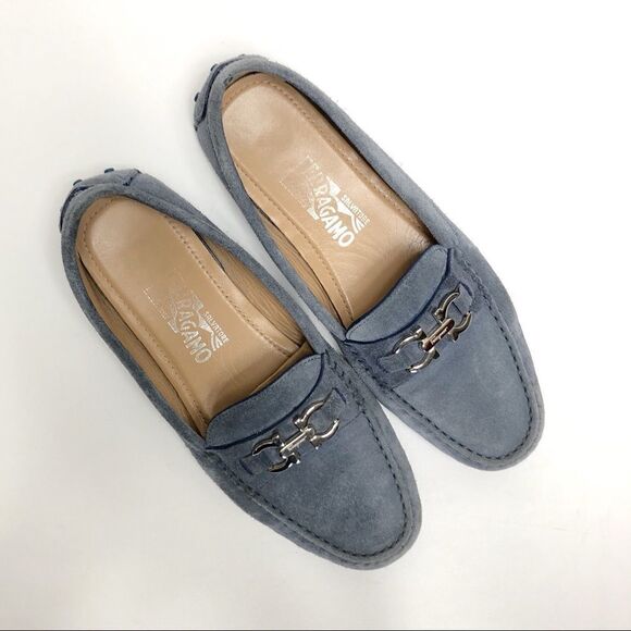 Salvatore Ferragamo Berra Gancini Shoes Suede Moccasin Diver - Picture 1 of 8